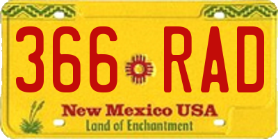 NM license plate 366RAD