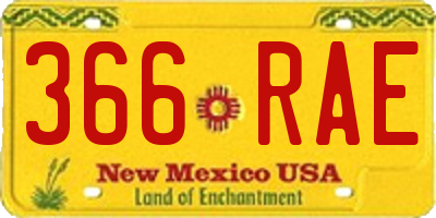 NM license plate 366RAE