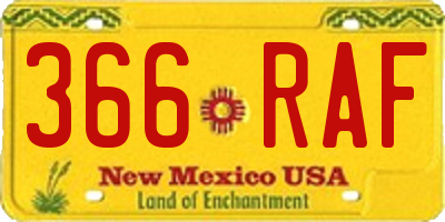 NM license plate 366RAF