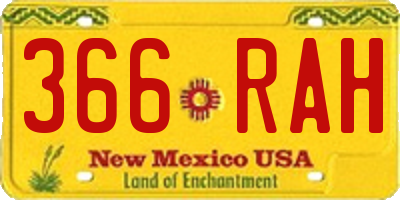 NM license plate 366RAH