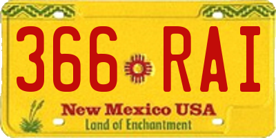 NM license plate 366RAI