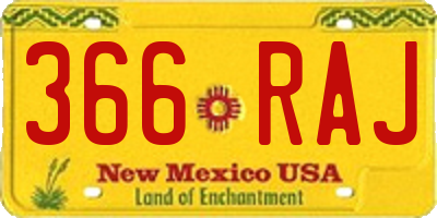 NM license plate 366RAJ