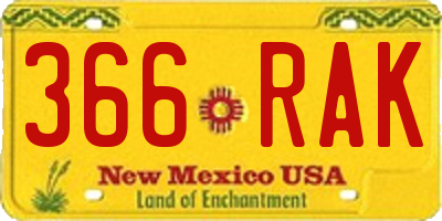 NM license plate 366RAK