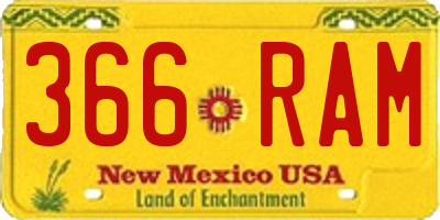NM license plate 366RAM