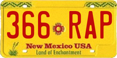 NM license plate 366RAP