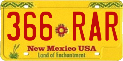 NM license plate 366RAR