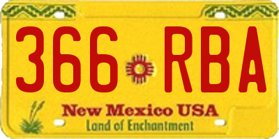 NM license plate 366RBA