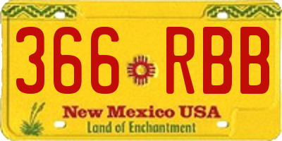 NM license plate 366RBB