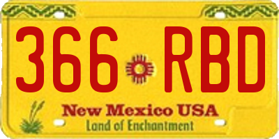NM license plate 366RBD