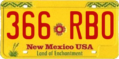 NM license plate 366RBO