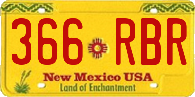NM license plate 366RBR