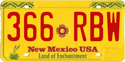 NM license plate 366RBW