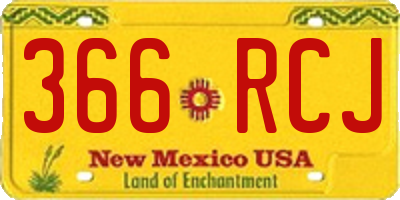NM license plate 366RCJ