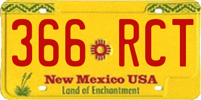 NM license plate 366RCT