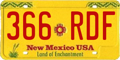 NM license plate 366RDF