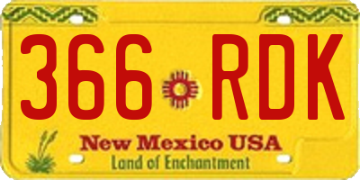 NM license plate 366RDK