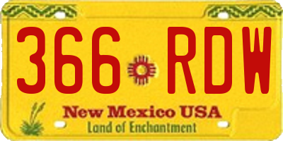 NM license plate 366RDW