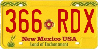 NM license plate 366RDX