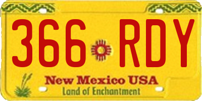 NM license plate 366RDY
