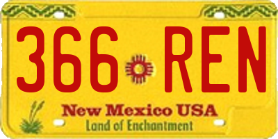 NM license plate 366REN