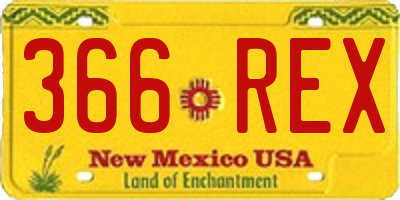 NM license plate 366REX