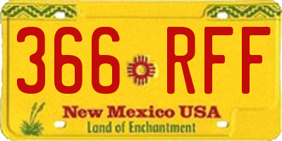 NM license plate 366RFF