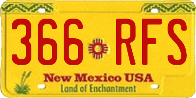 NM license plate 366RFS