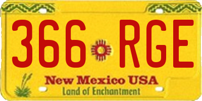 NM license plate 366RGE