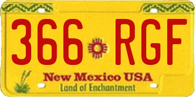 NM license plate 366RGF