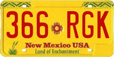 NM license plate 366RGK