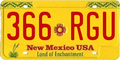 NM license plate 366RGU