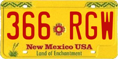 NM license plate 366RGW