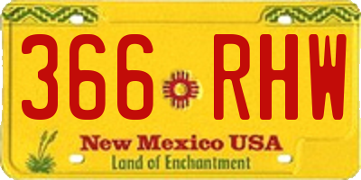 NM license plate 366RHW