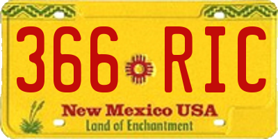 NM license plate 366RIC