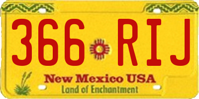 NM license plate 366RIJ