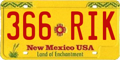 NM license plate 366RIK