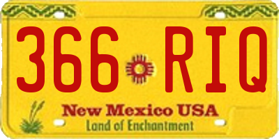 NM license plate 366RIQ