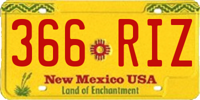 NM license plate 366RIZ