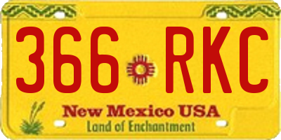 NM license plate 366RKC
