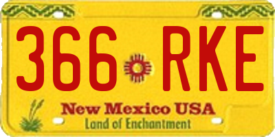 NM license plate 366RKE