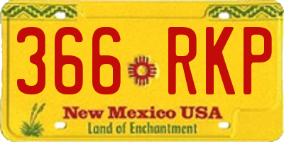 NM license plate 366RKP