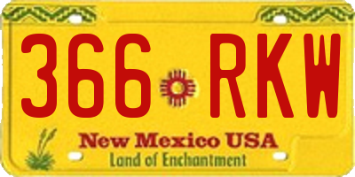 NM license plate 366RKW