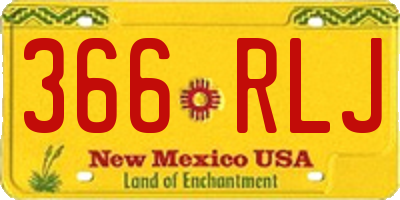 NM license plate 366RLJ