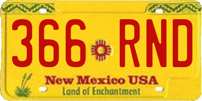 NM license plate 366RND