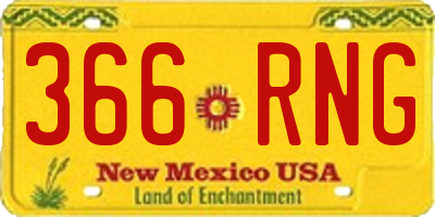 NM license plate 366RNG