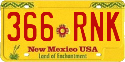 NM license plate 366RNK
