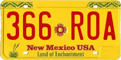 NM license plate 366ROA