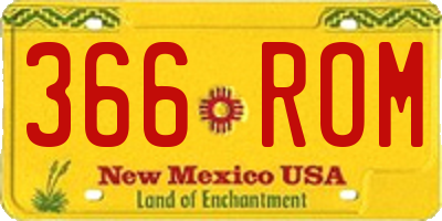 NM license plate 366ROM