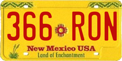NM license plate 366RON