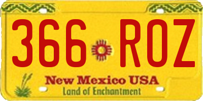 NM license plate 366ROZ